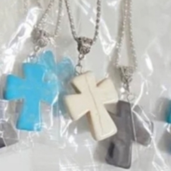 Black Cross on Silver Chain - Picture 5 of 10